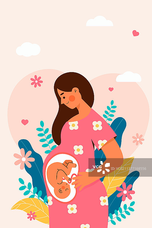 怀孕的准妈妈矢量插画图片素材