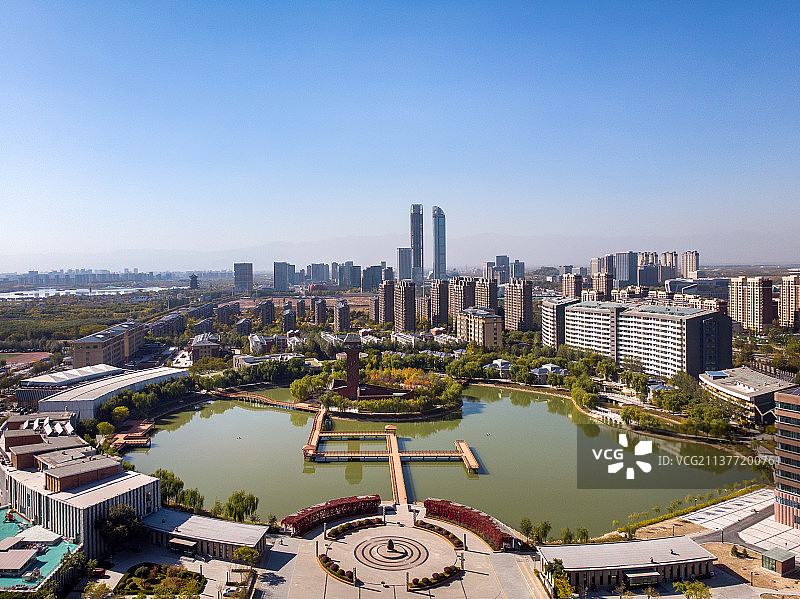 宁夏老年人服务中心航拍图片素材