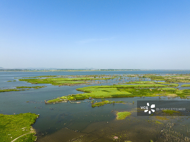 航拍襄阳宜城万洋洲国家湿地公园自然风光图片素材