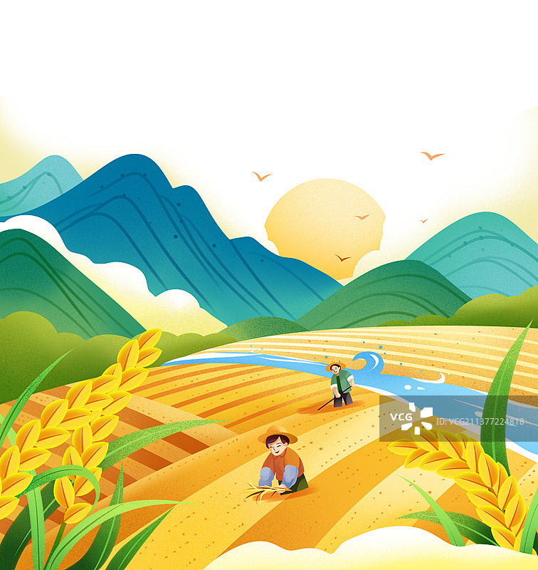 农田手绘图图片素材