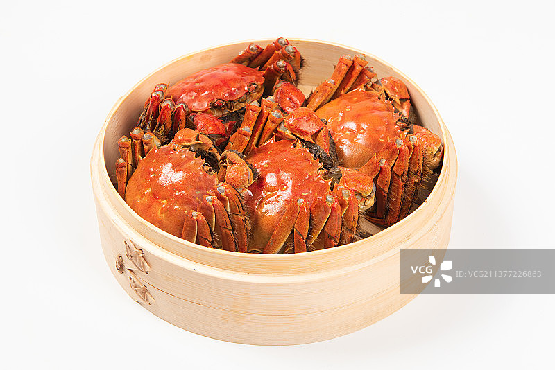 蒸笼里的大闸蟹图片素材