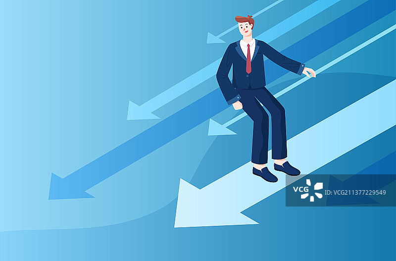 男人箭头横幅矢量插画图片素材