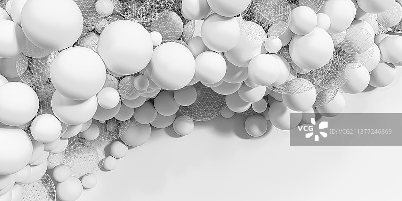 3D大量球组成的墙面的背景图片素材