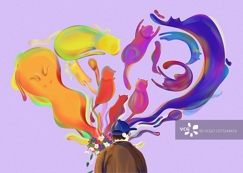 梦想系列插画——猫咪3图片素材