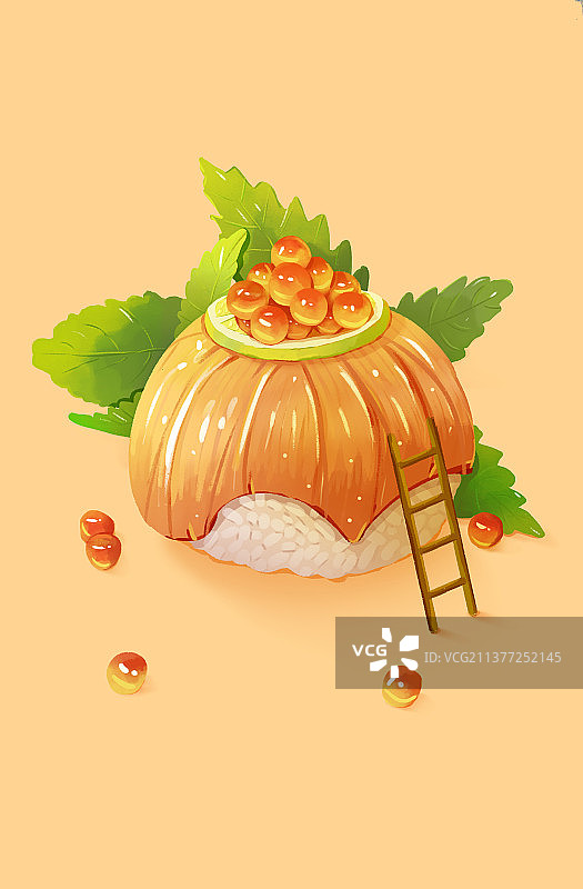 寿司扁平渐变美味肌理插画图片素材