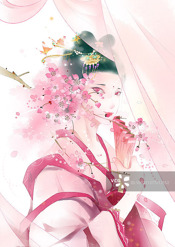 花儿与女孩图片素材