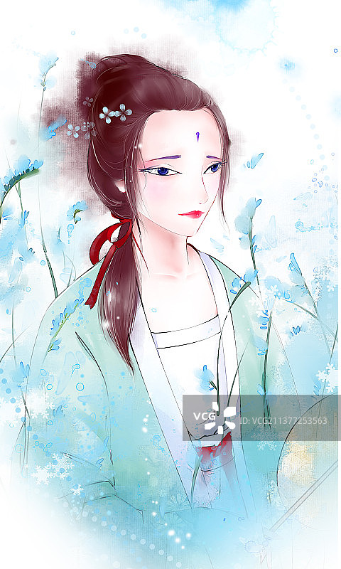 花儿与女孩图片素材