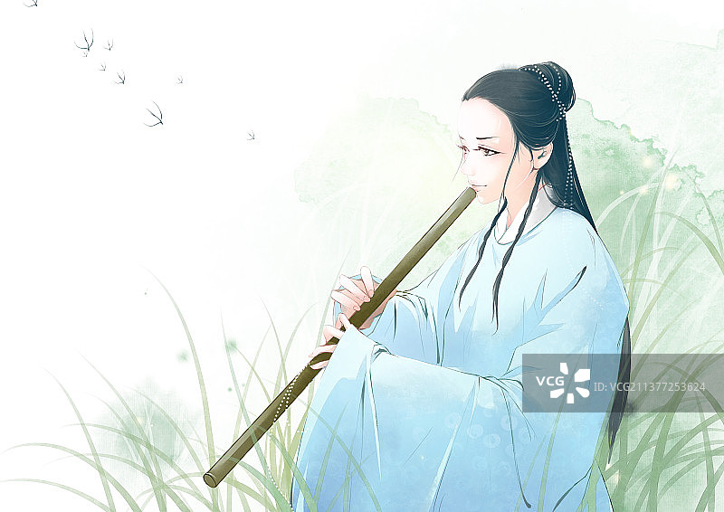 花儿与女孩图片素材