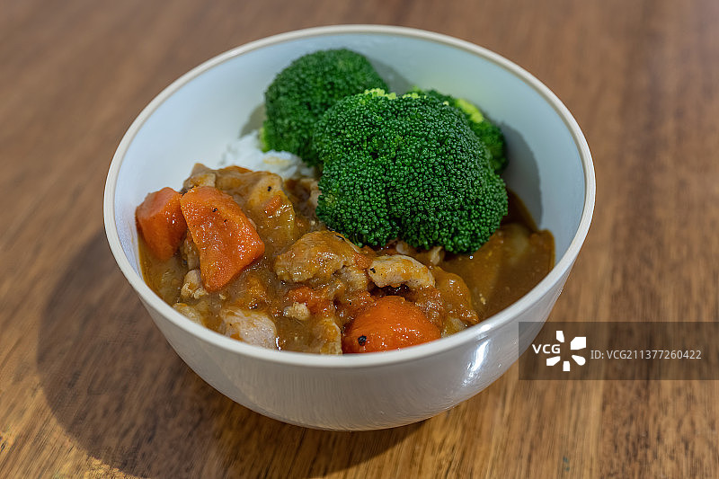 咖喱鸡肉饭特写，拍摄于澳大利亚新南威尔士州悉尼图片素材