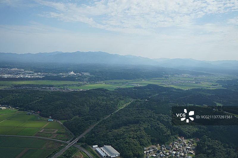 秋田县航拍照片，天空下的景观鸟瞰图图片素材
