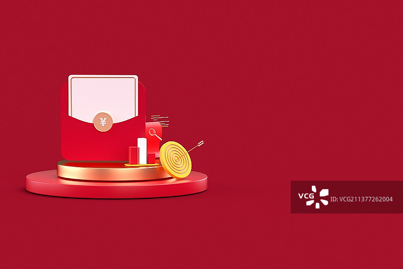 3D渲染红包礼券卡通插画图片素材