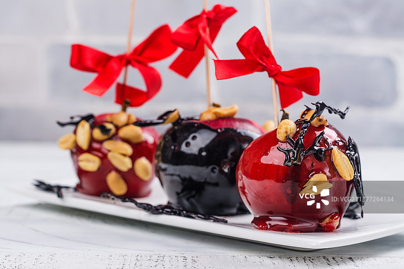 焦糖苹果甜点特写图片素材