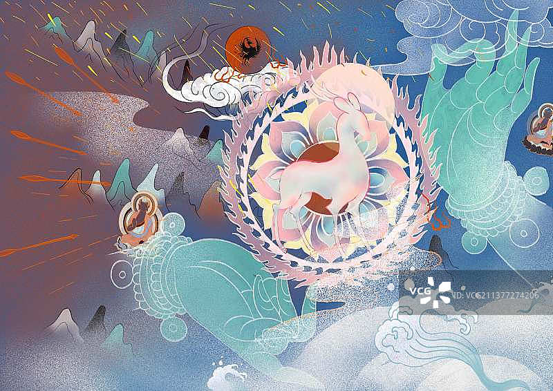 敦煌九色鹿图片素材