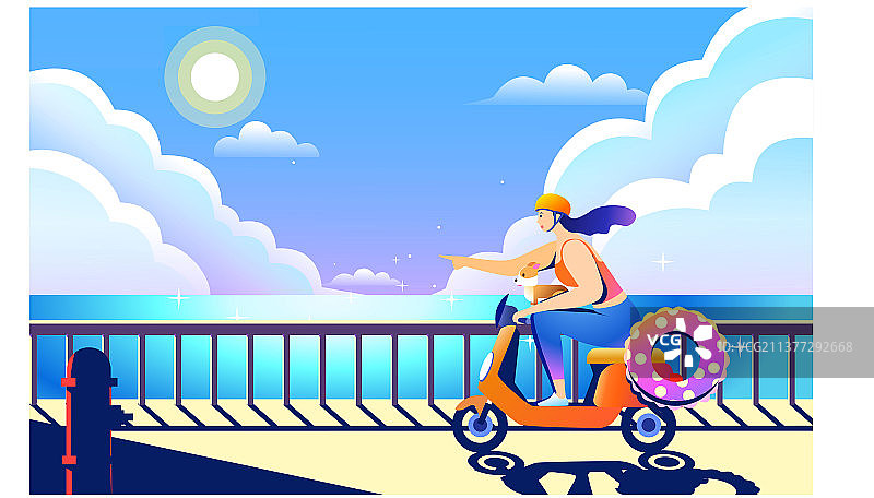 立夏夏天骑摩托车去游泳图片素材