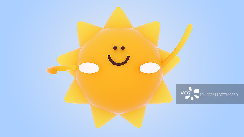 可爱的3D卡通拟人表情太阳模型元素图片素材