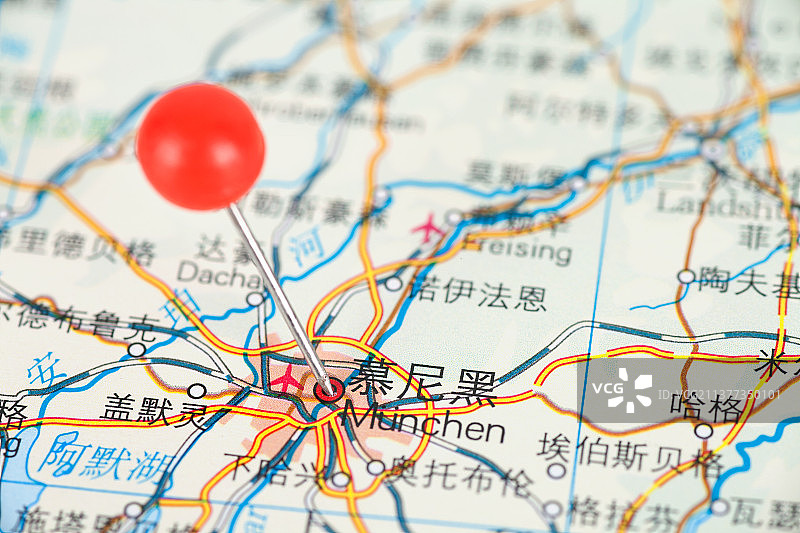 德国城市慕尼黑在地图上的位置标注图片素材