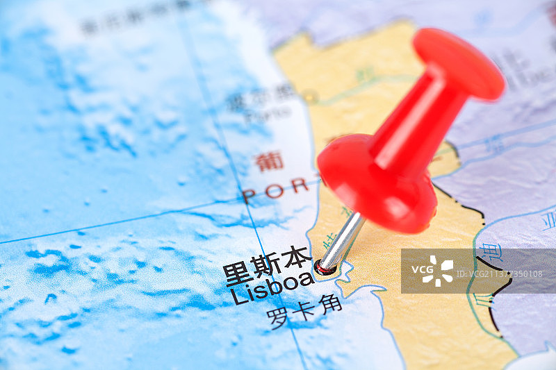 葡萄牙首都里斯本在地图上的位置标注图片素材