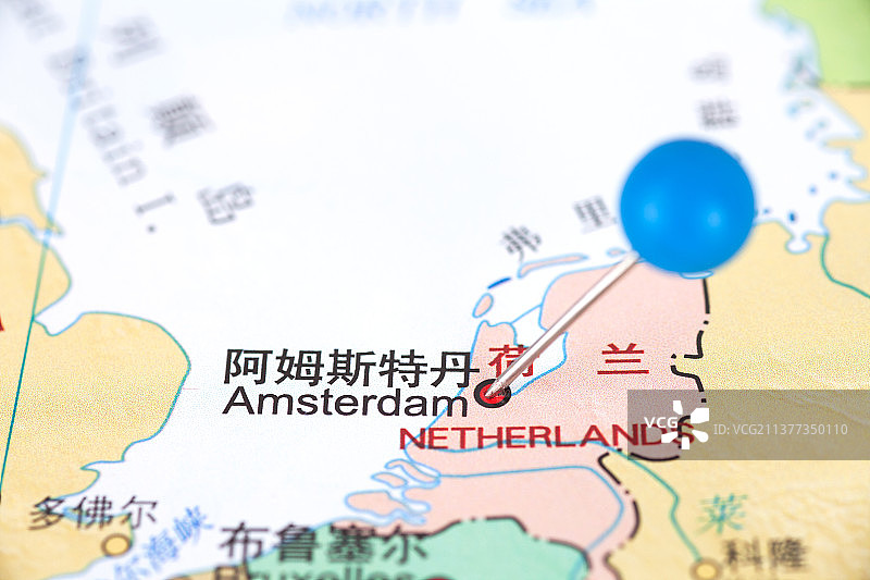荷兰首都阿姆斯特丹在地图上的位置标注图片素材