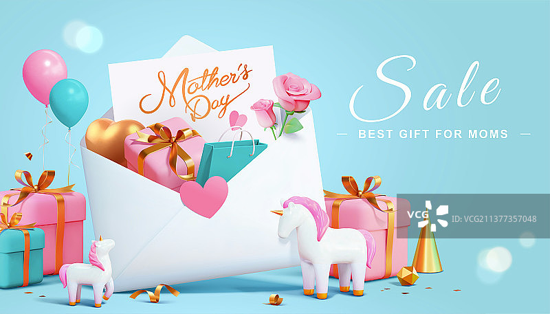 情书惊喜主题母亲节促销横幅图片素材