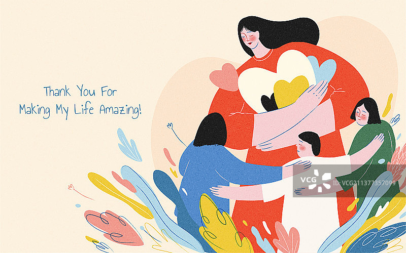 母亲节或教师节温馨手绘插画图片素材