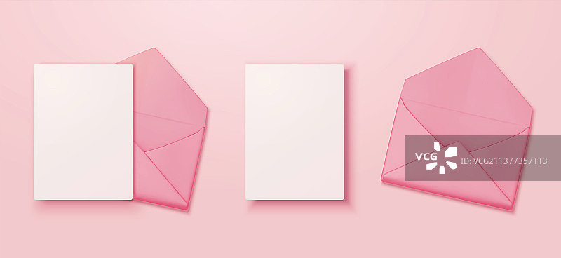 粉色信封与空白信纸三维素材图片素材