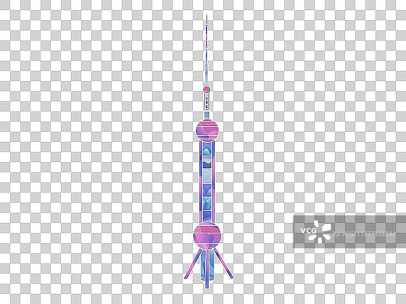 上海地标建筑国风插画元素东方明珠金茂大厦图片素材