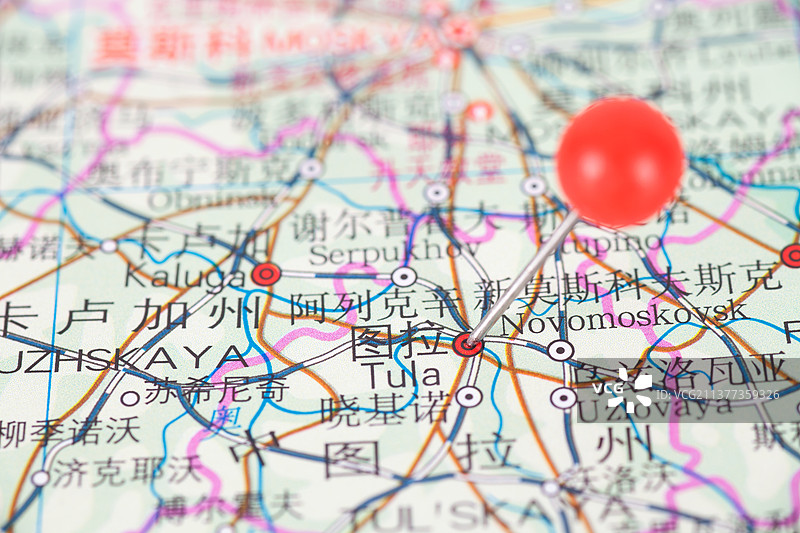 俄罗斯城市图拉在地图上的位置标注图片素材