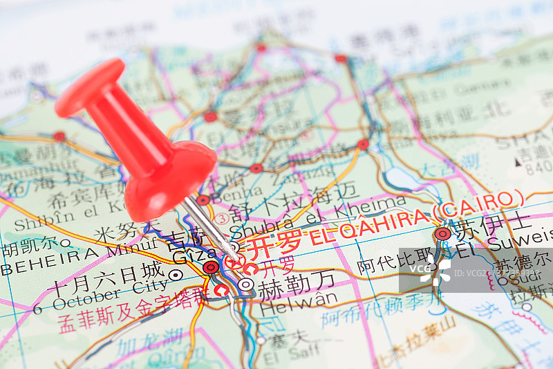埃及首都开罗在地图上的位置标注图片素材
