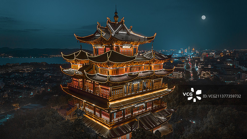 夜晚的城隍阁风光图片素材