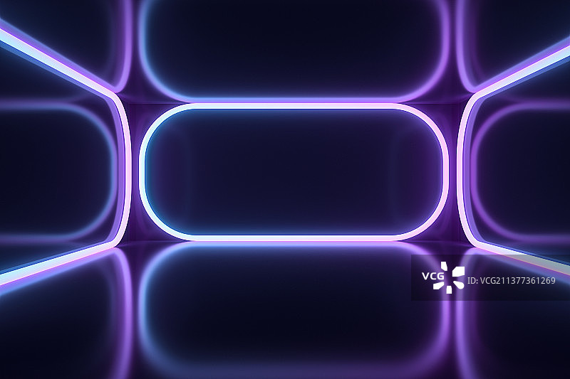 3D抽象空间霓虹灯背景图片素材