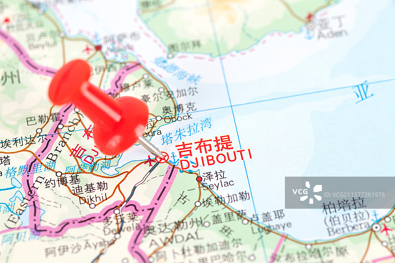 吉布提首都在地图上的位置定位图片素材