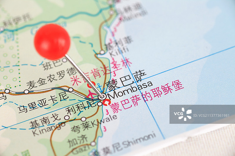 肯尼亚城市蒙巴萨在地图上的位置定位图片素材