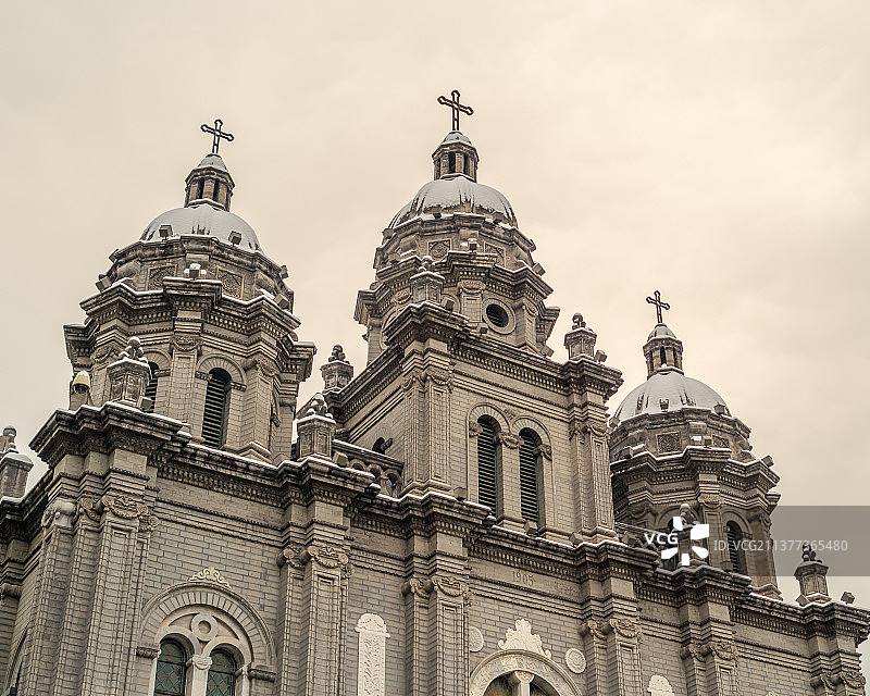 白雪覆盖下的王府井天主堂（东堂）圣若瑟堂图片素材