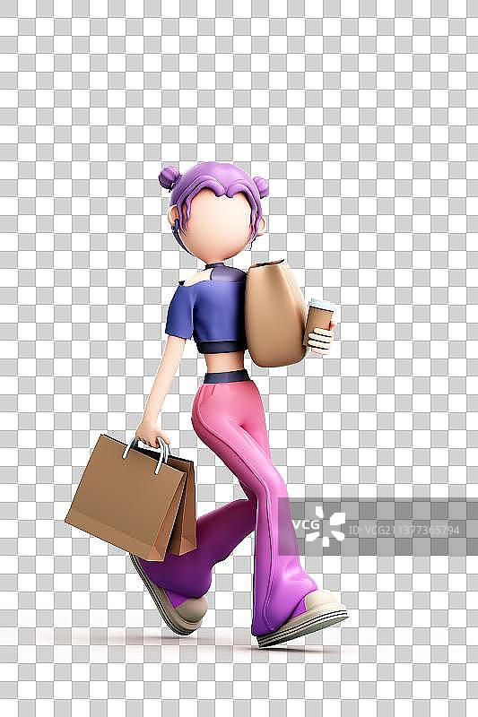 3D渲染的潮流女孩图片素材