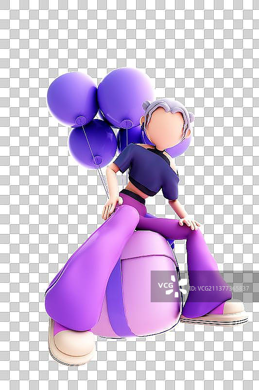 3D渲染的潮流女孩图片素材