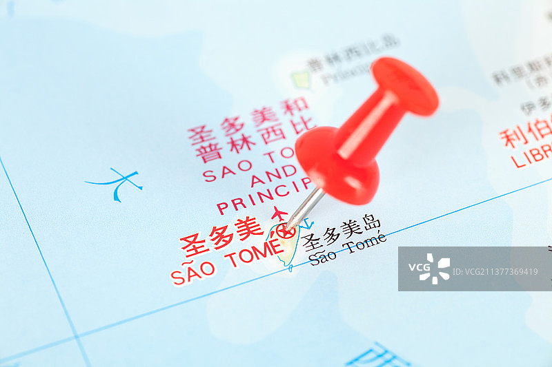 圣多美和普林西比首都圣多美在地图上的位置标注图片素材