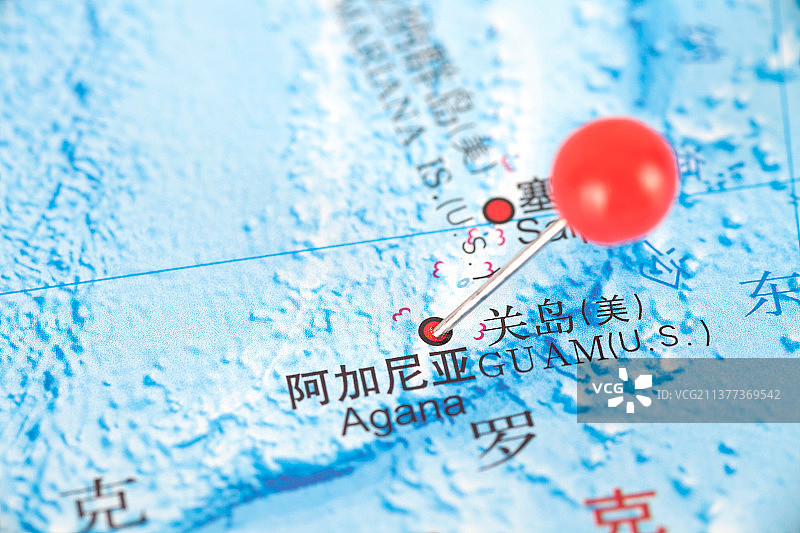 关岛首府阿加尼亚在地图上的位置标注图片素材