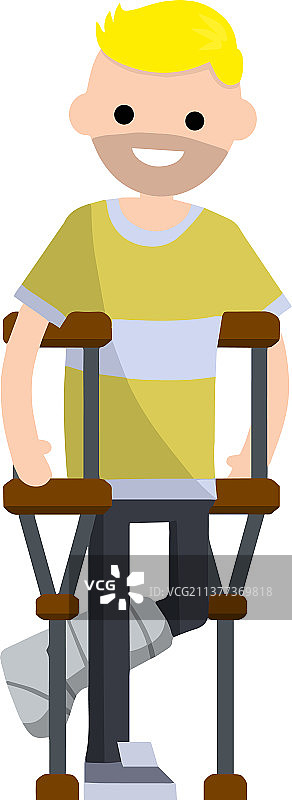 拄着拐杖的断腿男人图片素材