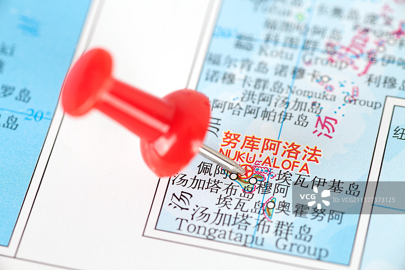 汤加首都努库阿洛法在地图上的定位标注图片素材