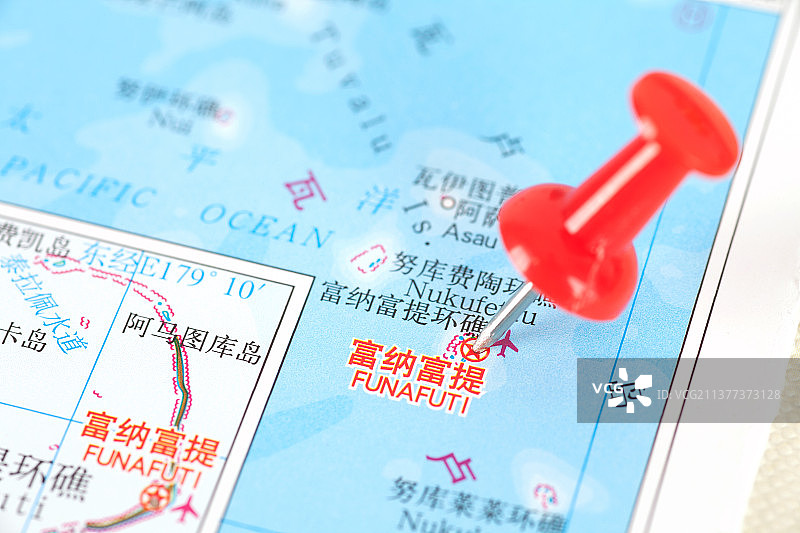 图瓦卢首都富纳富提在地图上的定位标注图片素材