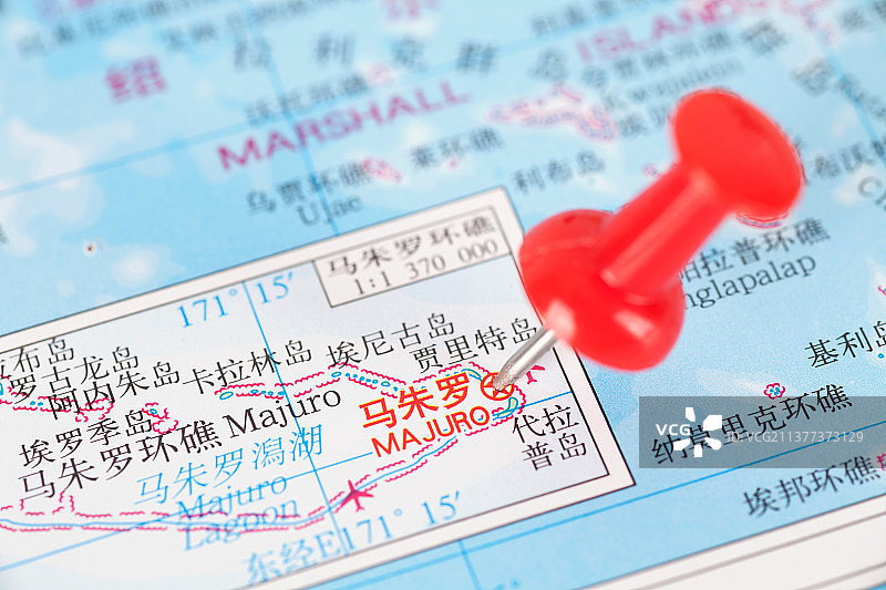 马绍尔群岛首都马朱罗在地图上的定位标注图片素材