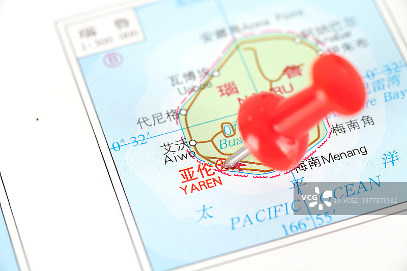 瑙鲁首都亚伦在地图上的定位标注图片素材