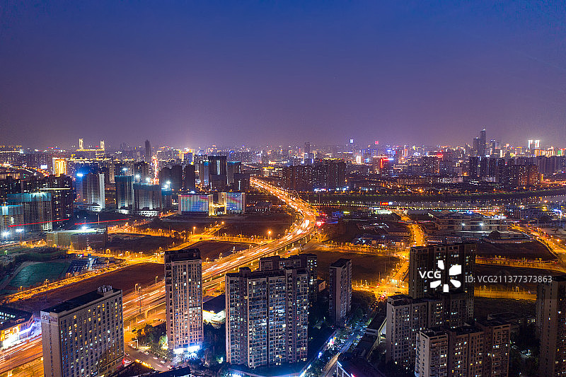 航拍湖南长沙城市夜景风光图片素材