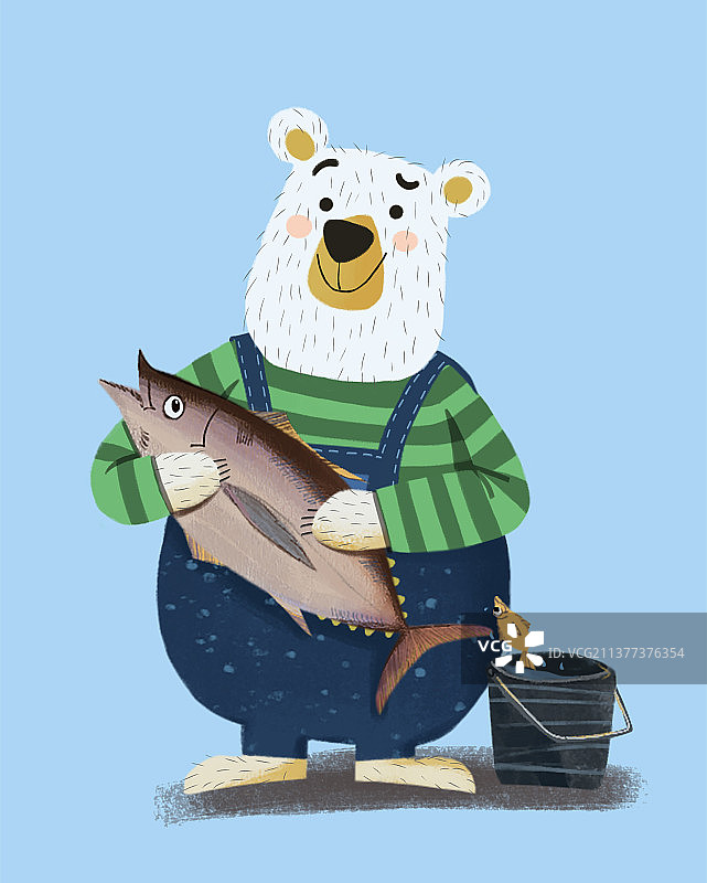 北极熊和它的鱼图片素材