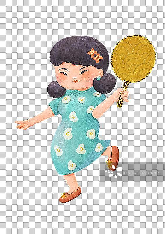 中国风穿旗袍拿扇子的女子图片素材