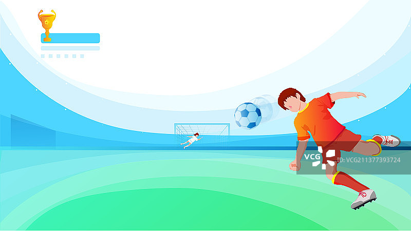 运动员用头顶球射入球门插画图片素材