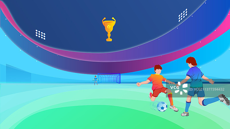 足球体育运动联赛的球队对决比赛插画图片素材