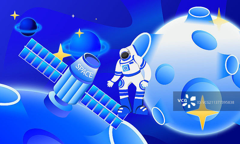 横版宇航员航天员宇宙太空矢量插画图片素材