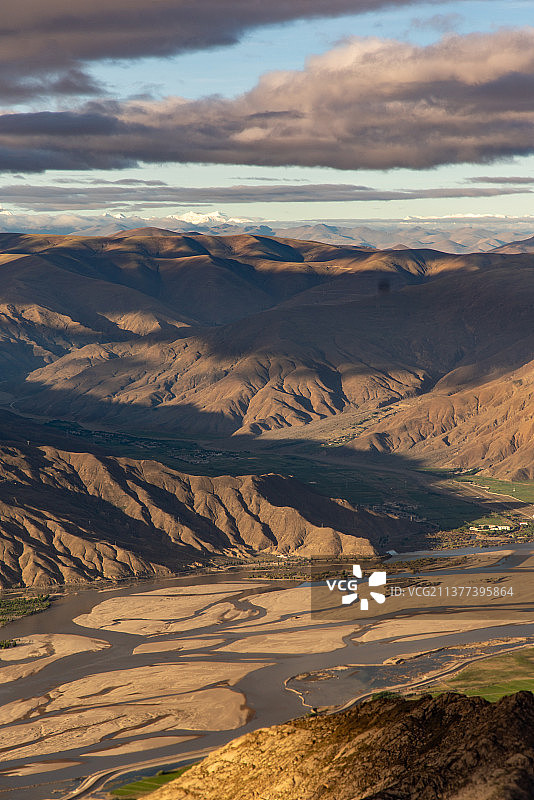 航拍西藏拉萨河图片素材