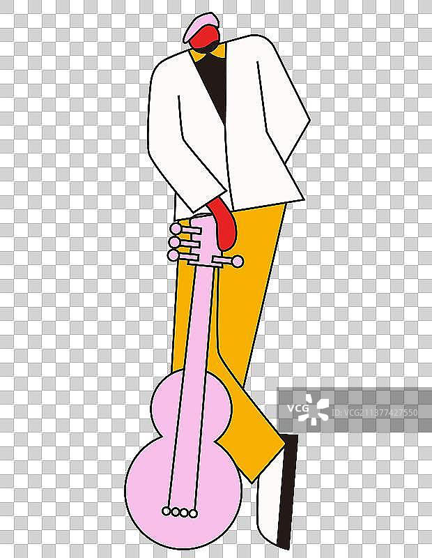 doodle风青年手舞足蹈玩乐器扁平人物插画图片素材